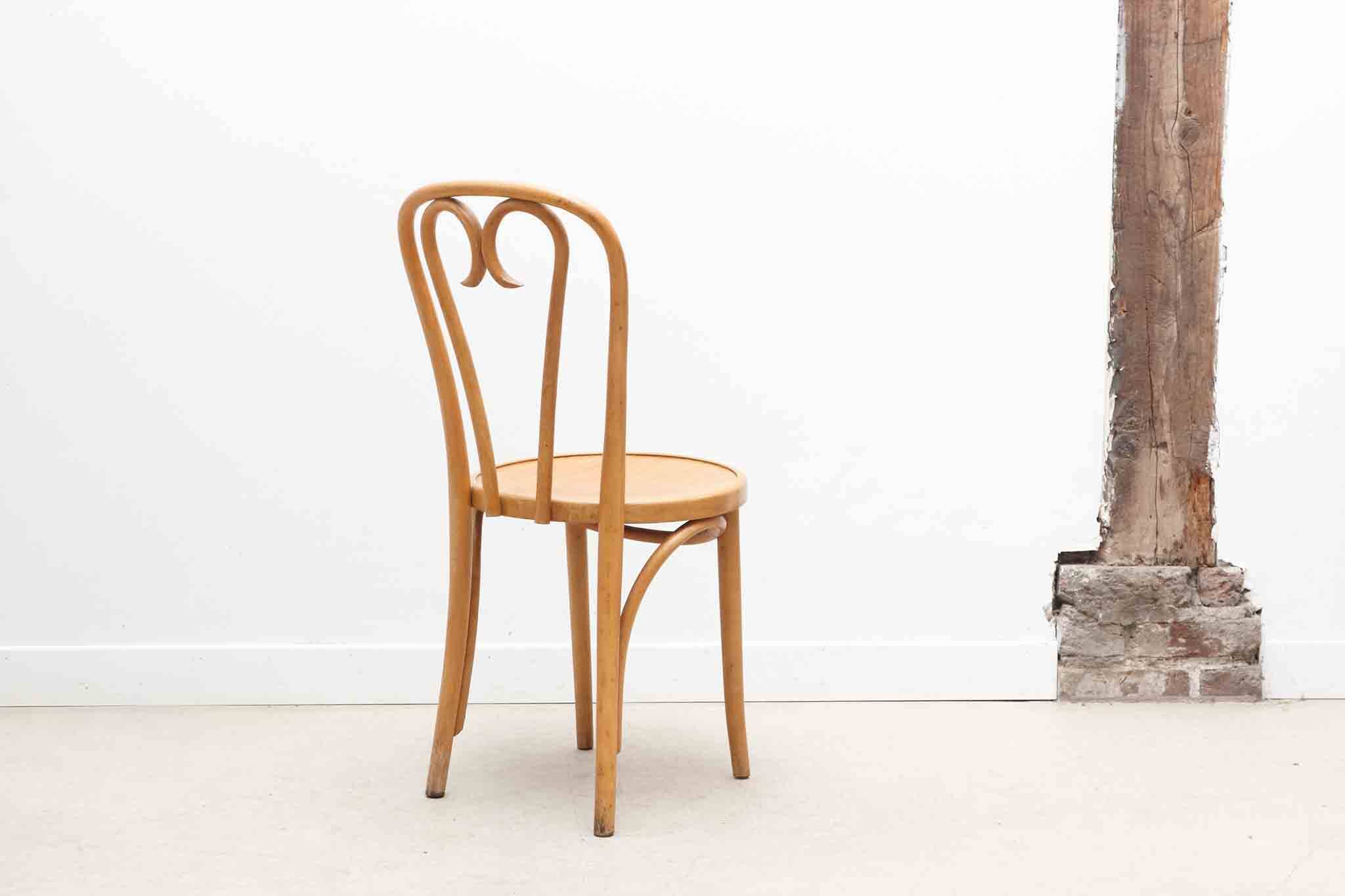 Thonet style heart bistro chair in beech