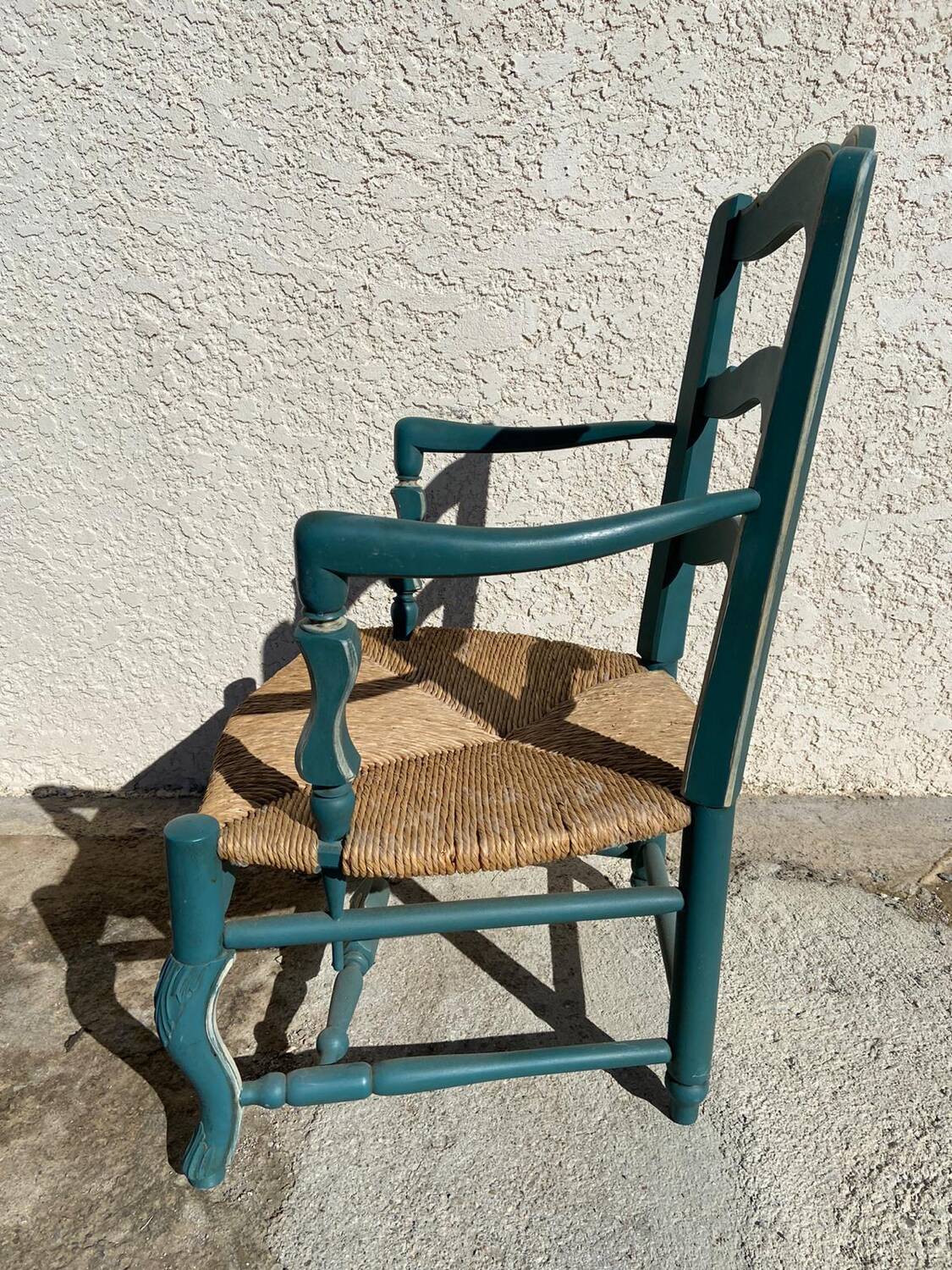 Provencal style straw armchair