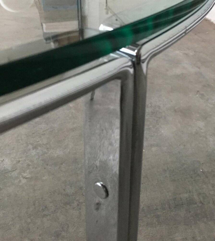 Chrome and glass coffee table in Space Age style from the mid-century, 1960s.