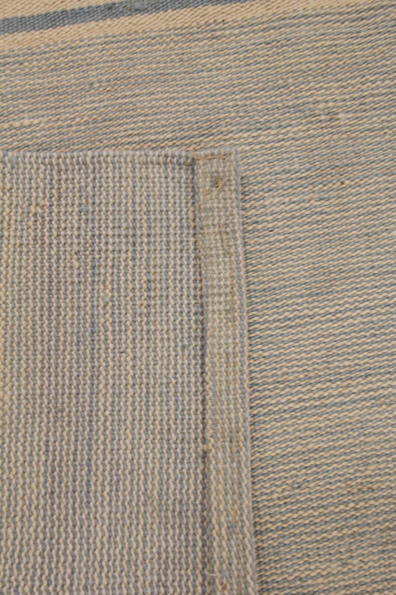 Blue cream wool kilim handwoven modern kilim flat-weave area rug-205x283cm
