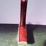 Old enameled ceramic soliflore vase half circle signed vintage
