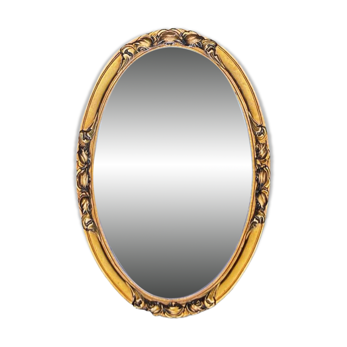 Small vintage oval mirror in gilded resin – 1960s