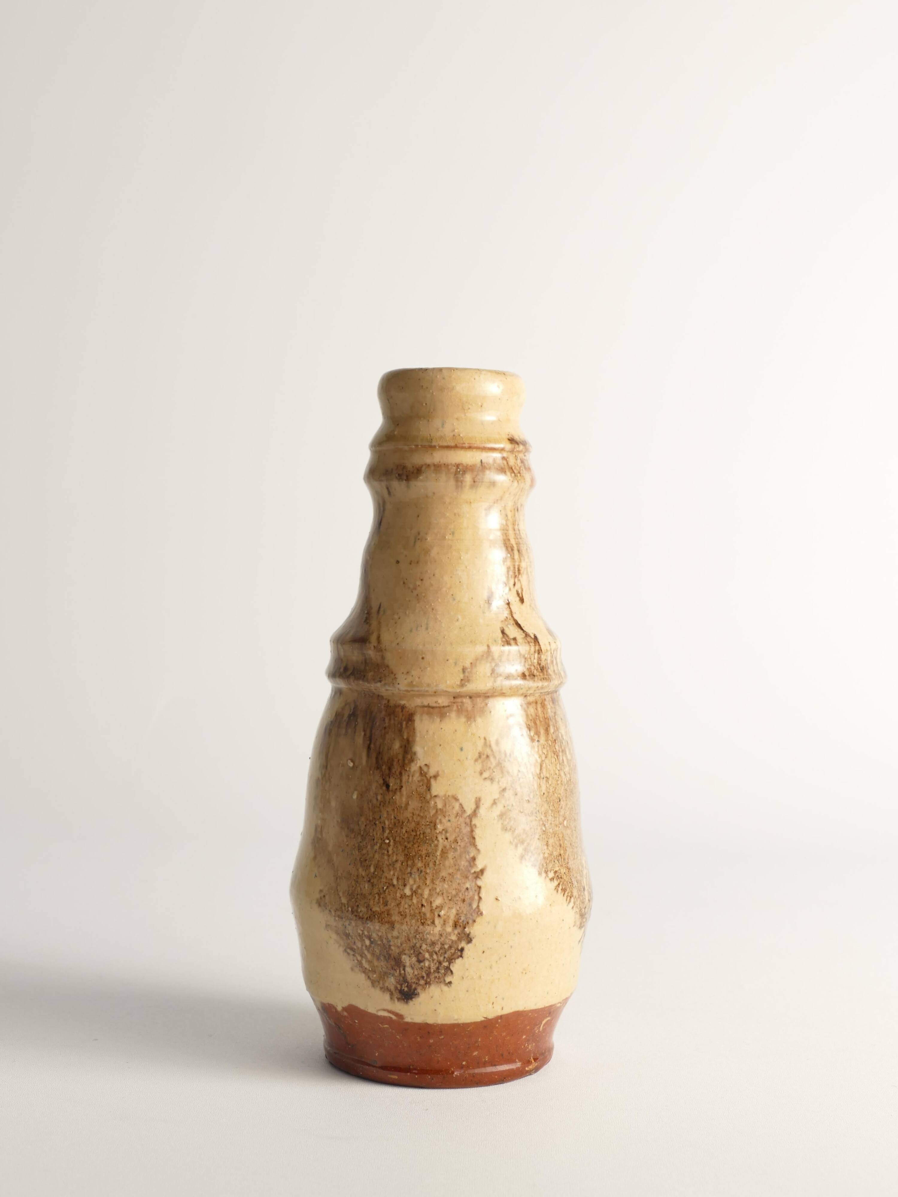Unique Scandinavian Modern Gourd-Shaped Beige Vase, Sweden 1960s