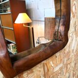 Brutalist olive wood mirror