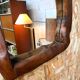 Brutalist olive wood mirror