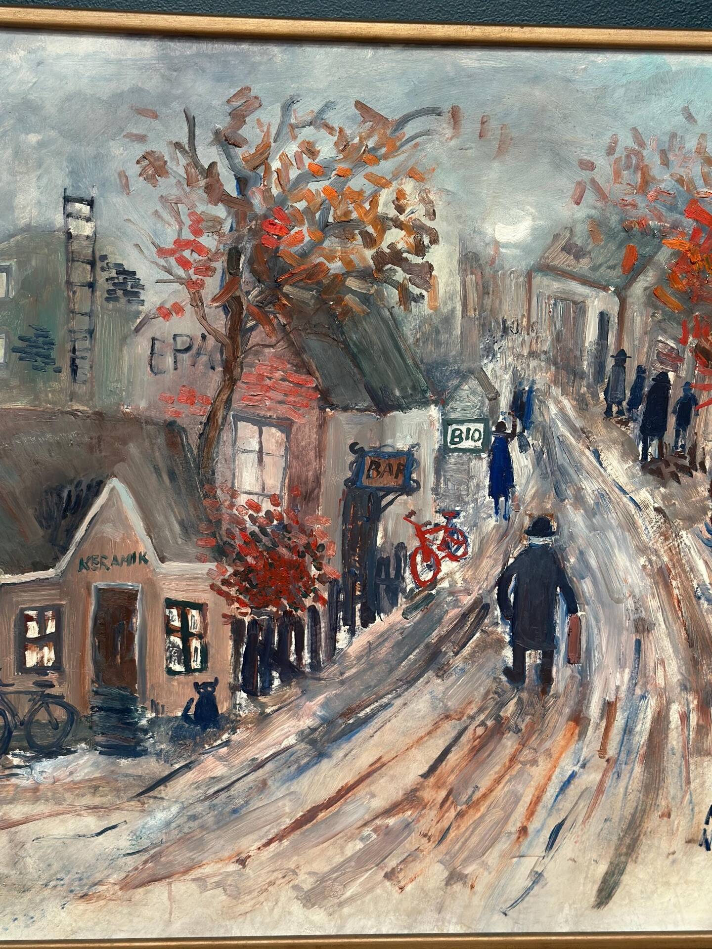 Original Swedish Oil On Panel – “Bygatan” By Kai Nielsen – Signed