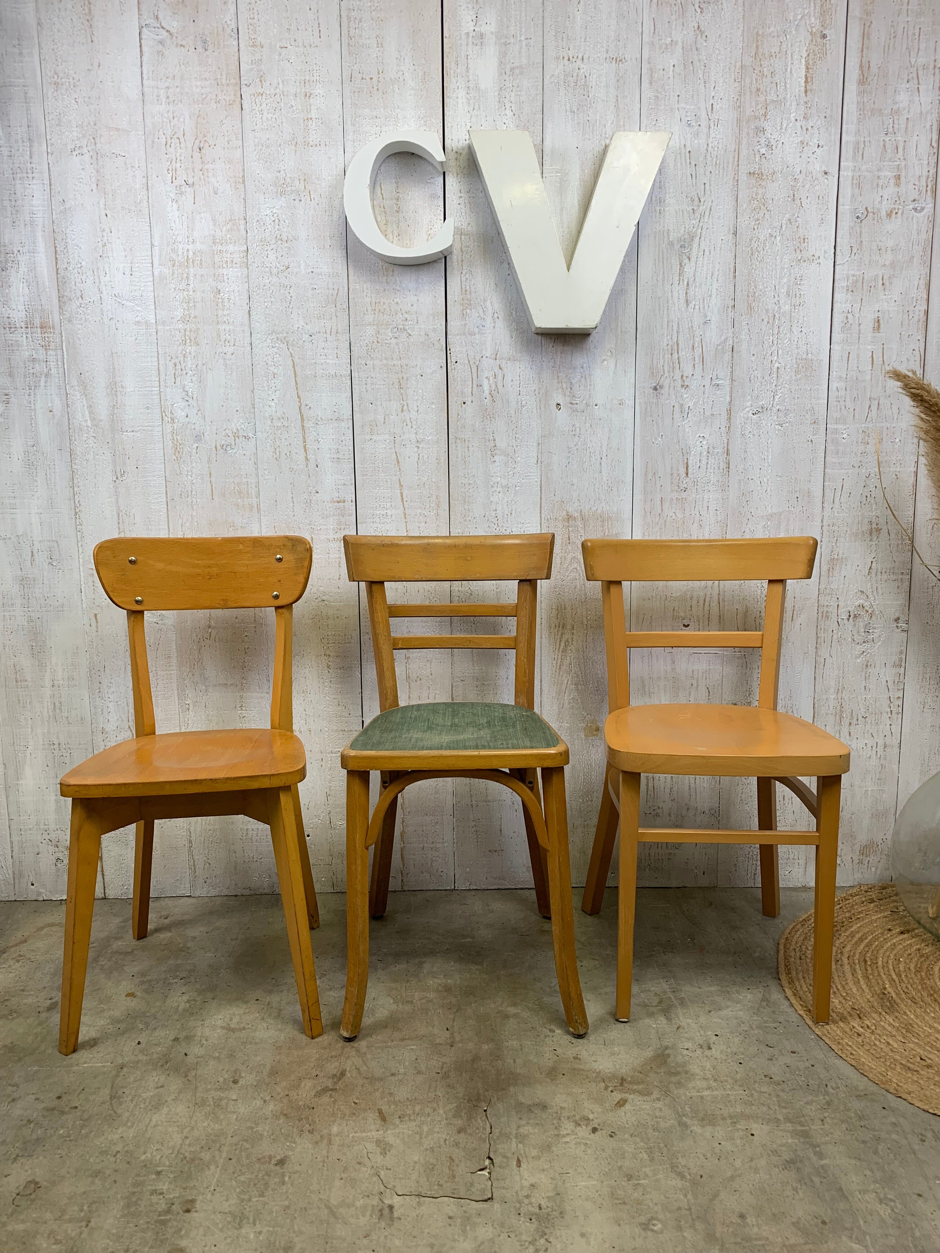 Lot 3 mismatched bistro chairs