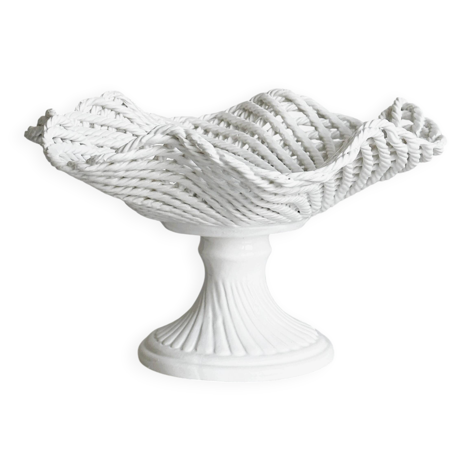 Openwork white porcelain fruit basket