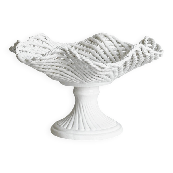 Corbeille à fruits en porcelaine blanche ajourée