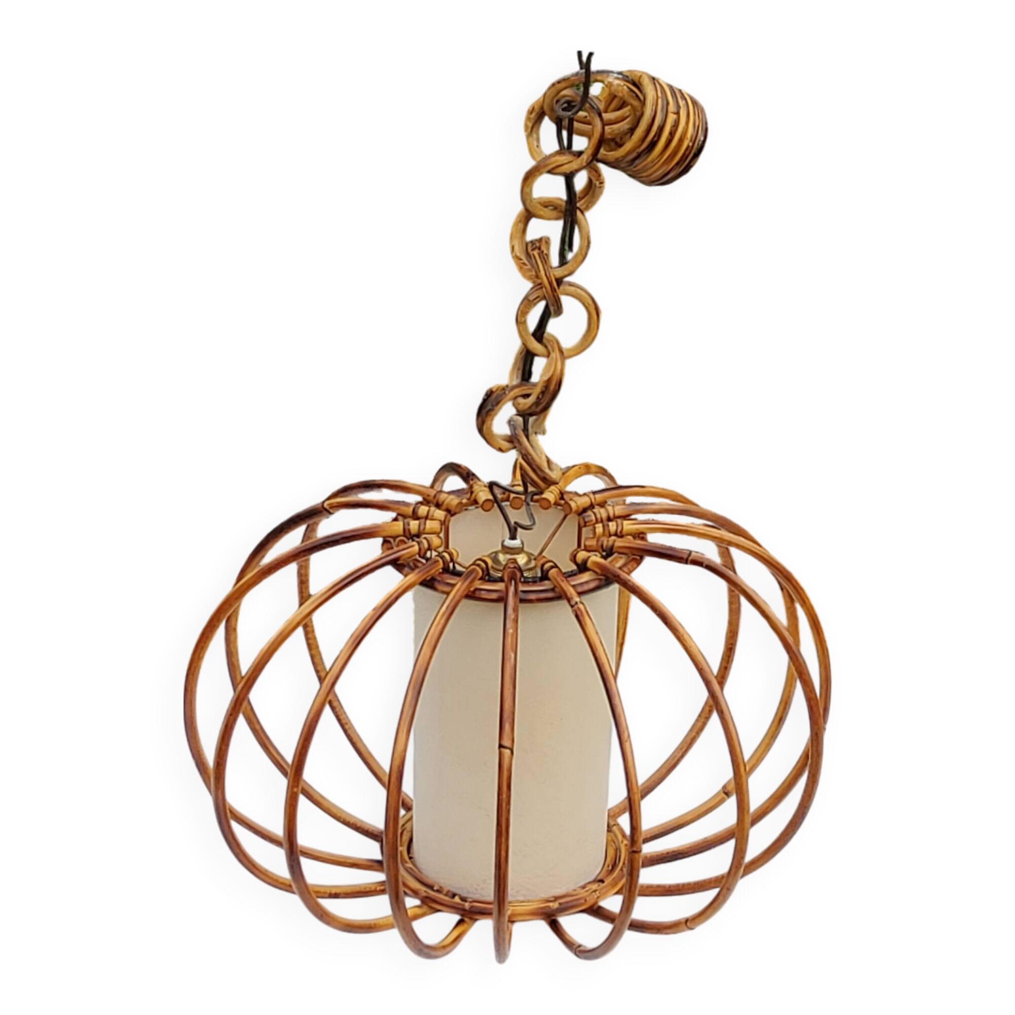 70s rattan pendant light