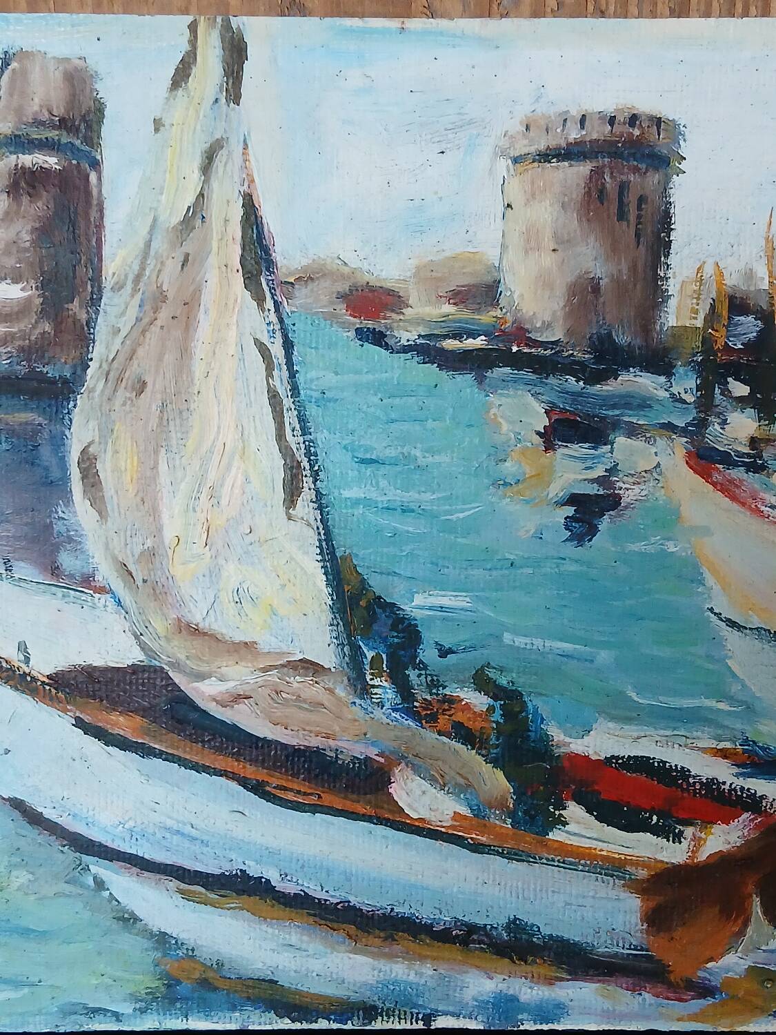 Peinture marine, le port de la Rochelle, années 50