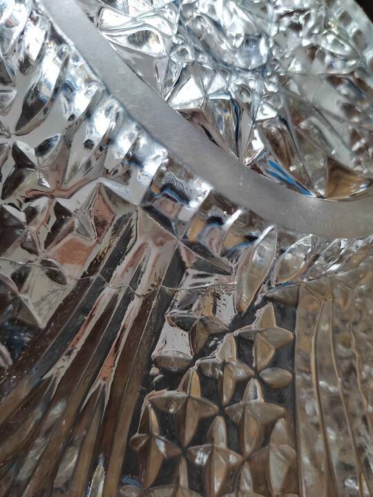 Fruit bowl display faceted star dish chiseled molded crystal