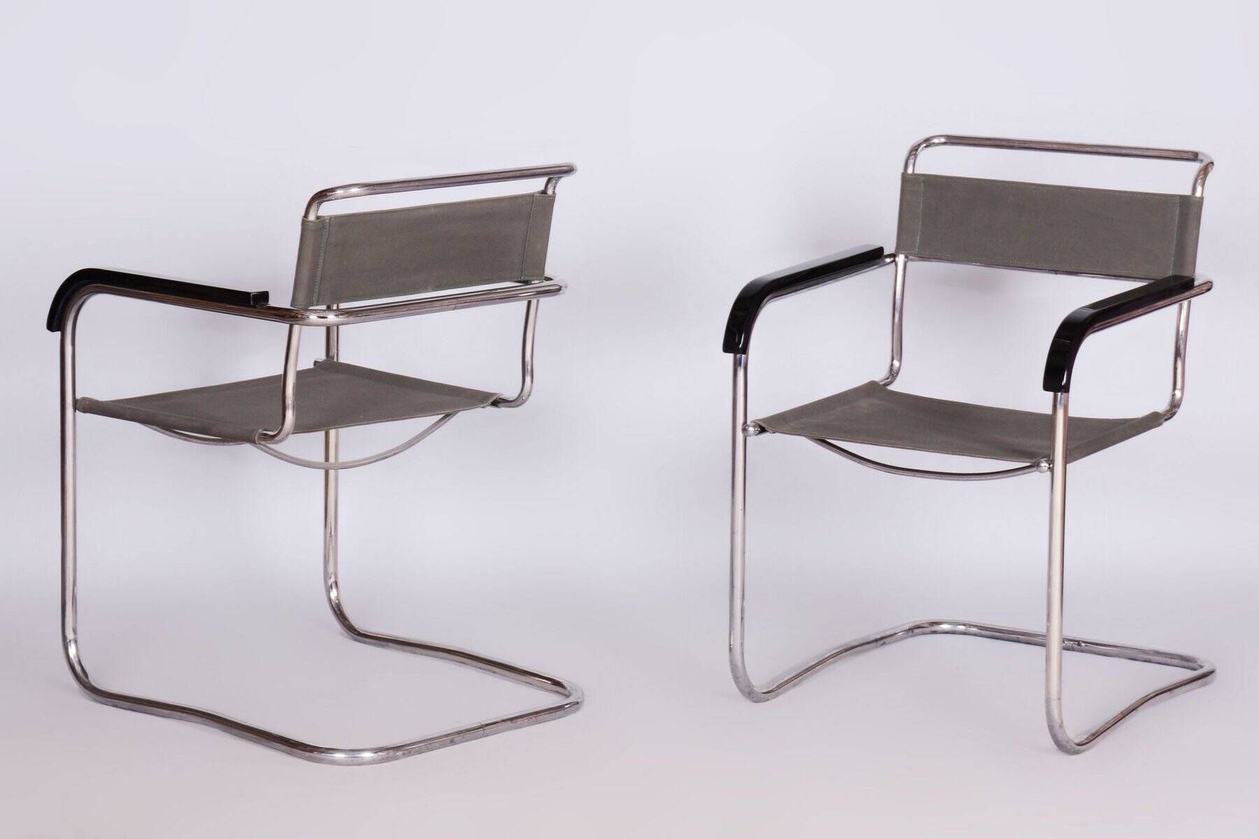 Chaises de Bauhaus restaurées en tissu Iron-Garn par M. Breuer, République tchèque, années 1930, ensemble de 2
