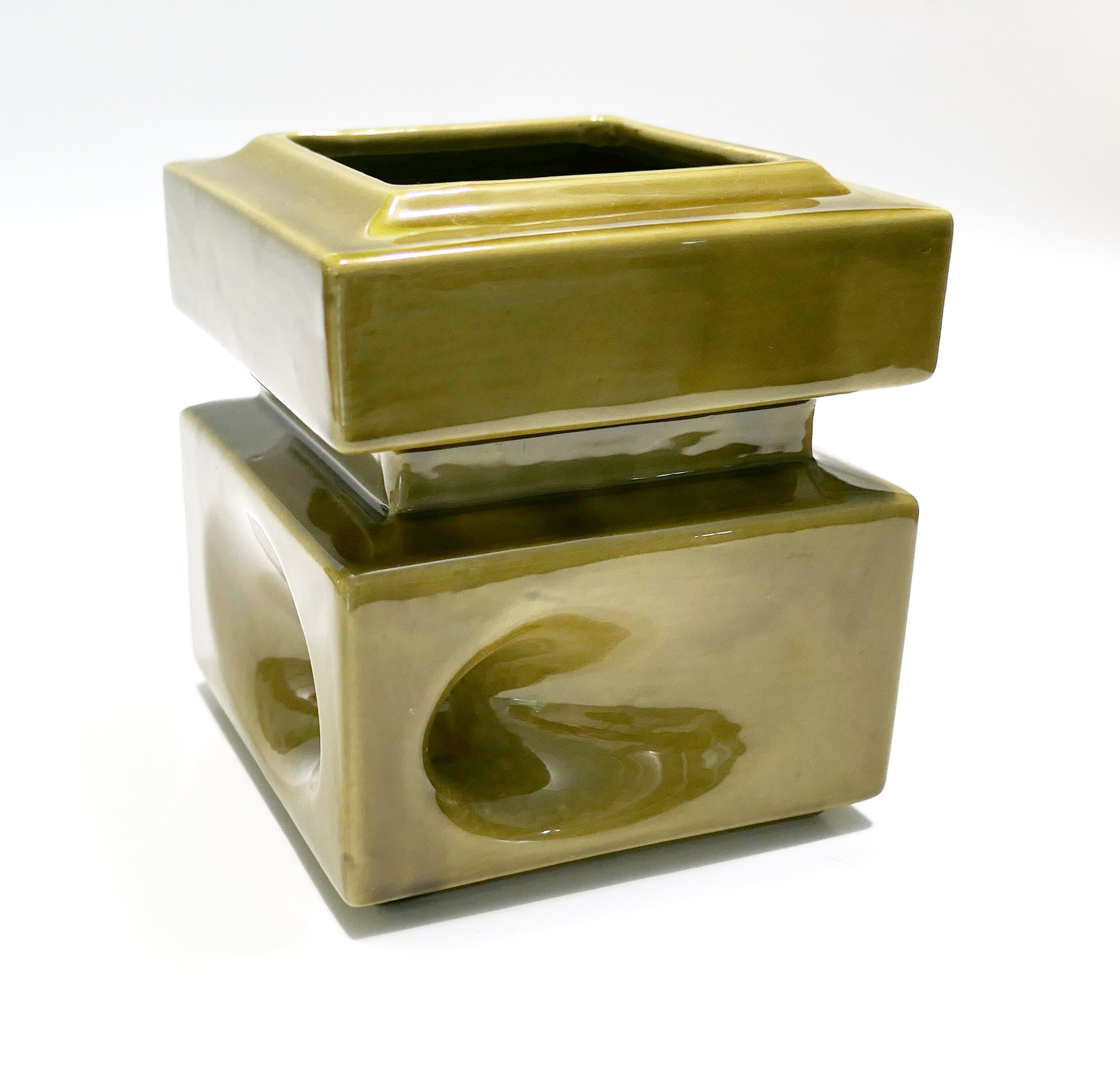Modernist ceramics 1960s olive green