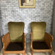 Fauteuils cannage et tissus velours