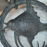 Pair of carved metal wall lamps signed RG