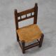 19th Century Spanish Hand-Carved oak Side Chair with Velour Seat