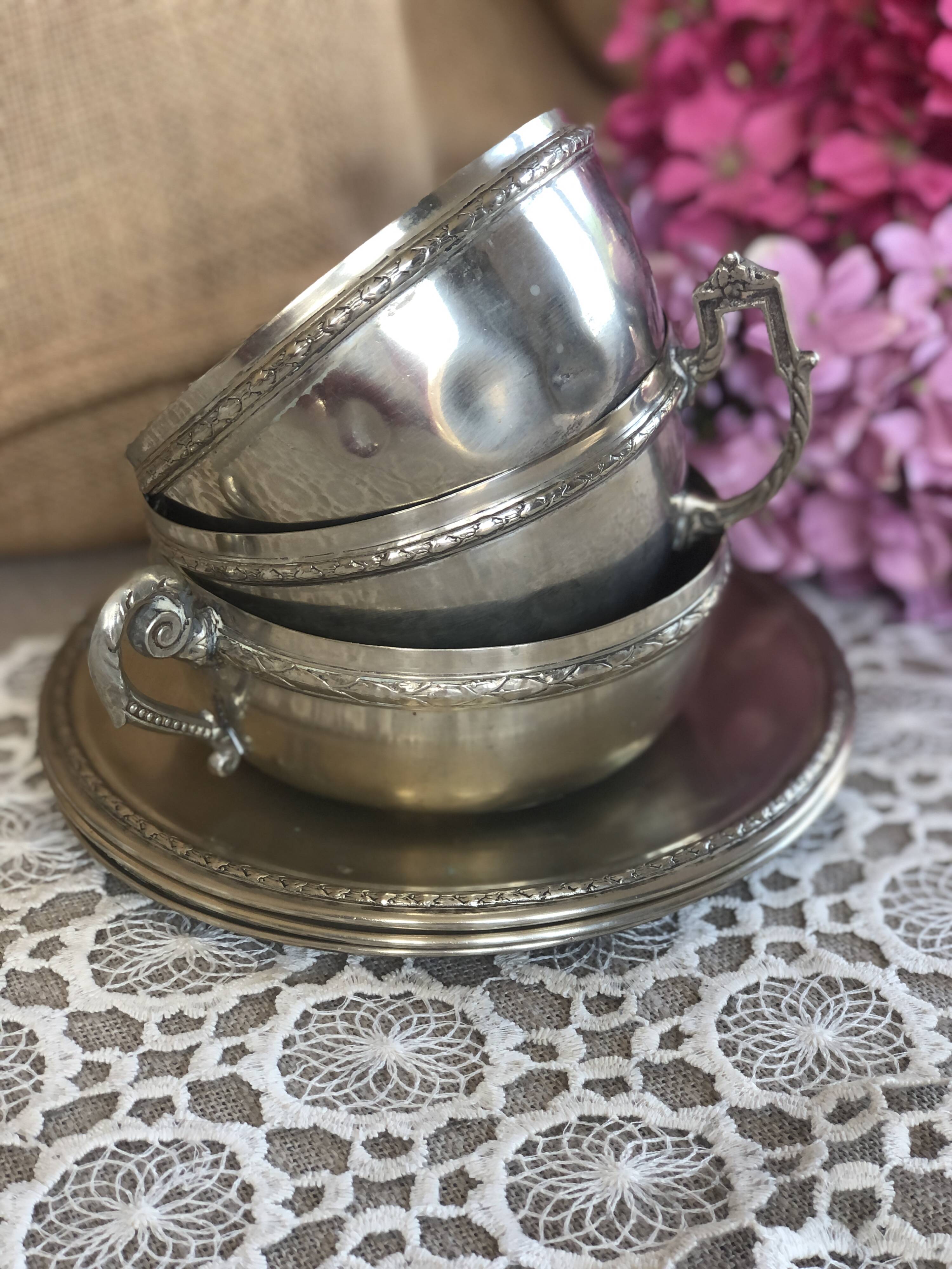 Set of 3 old "silverware" cups