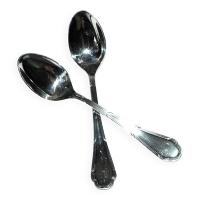 Ercuis lot de 2 cuillères à café moka Trianon en métal argenté ruban croisé 11 cm