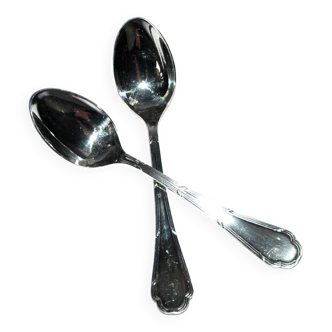 Ercuis set of 2 moka teaspoons Trianon in silver-plated metal with crossed ribbon 11 cm