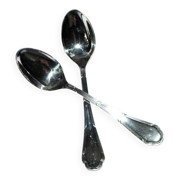 Ercuis set of 2 moka teaspoons Trianon in silver-plated metal with crossed ribbon 11 cm