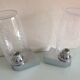 Pair of vintage 1970s-80s glass and chrome wall lights with teardrop shapes