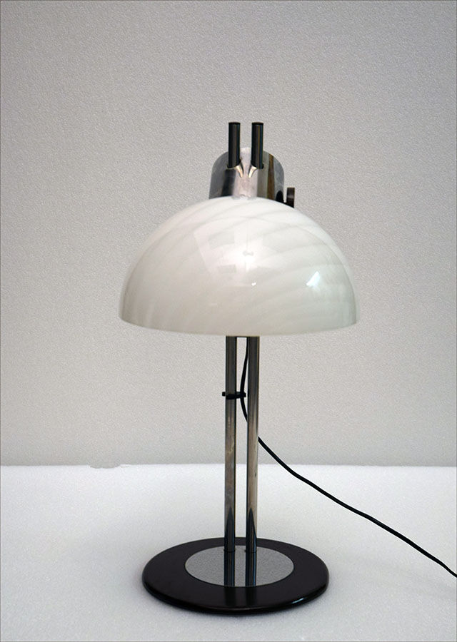 70's table lamp in glass and metal produced by Zonca