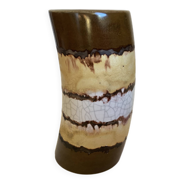 Small curved raku style vase