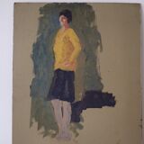 Portrait painting sketch woman on the 2 sides