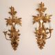 Louis XVI wall lamps Rocaille gilded carved wood antique mirror glass