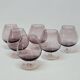 6 Antique Plum-Colored Crystal Cognac Glasses