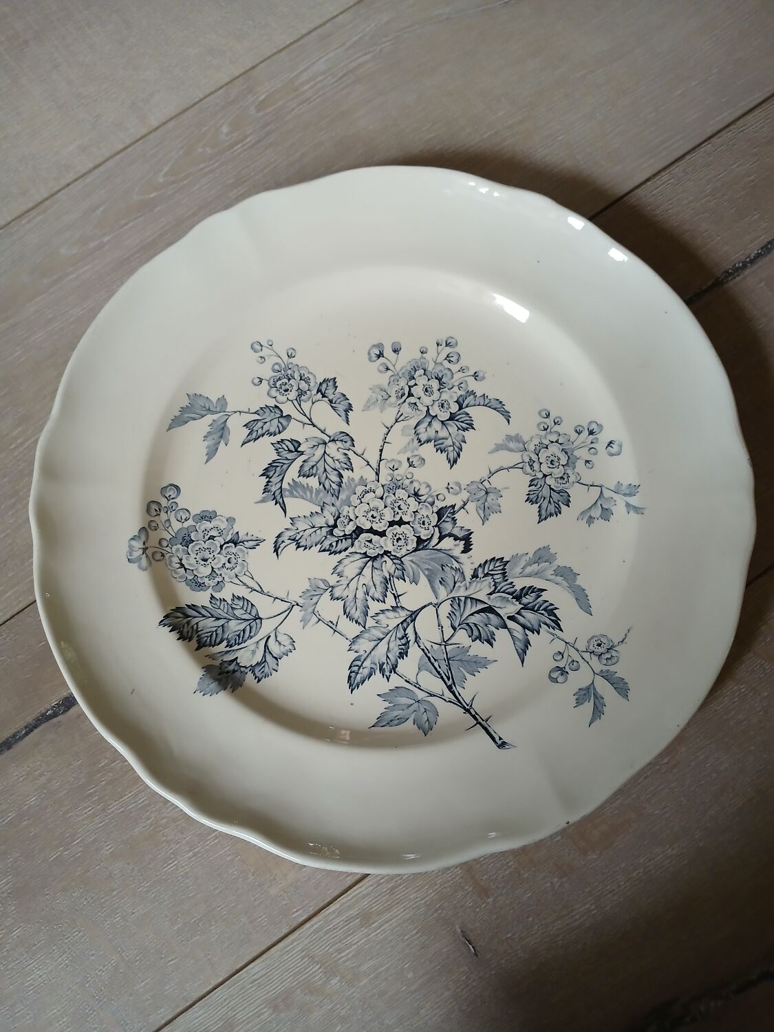 Large round antique ironstone dish
