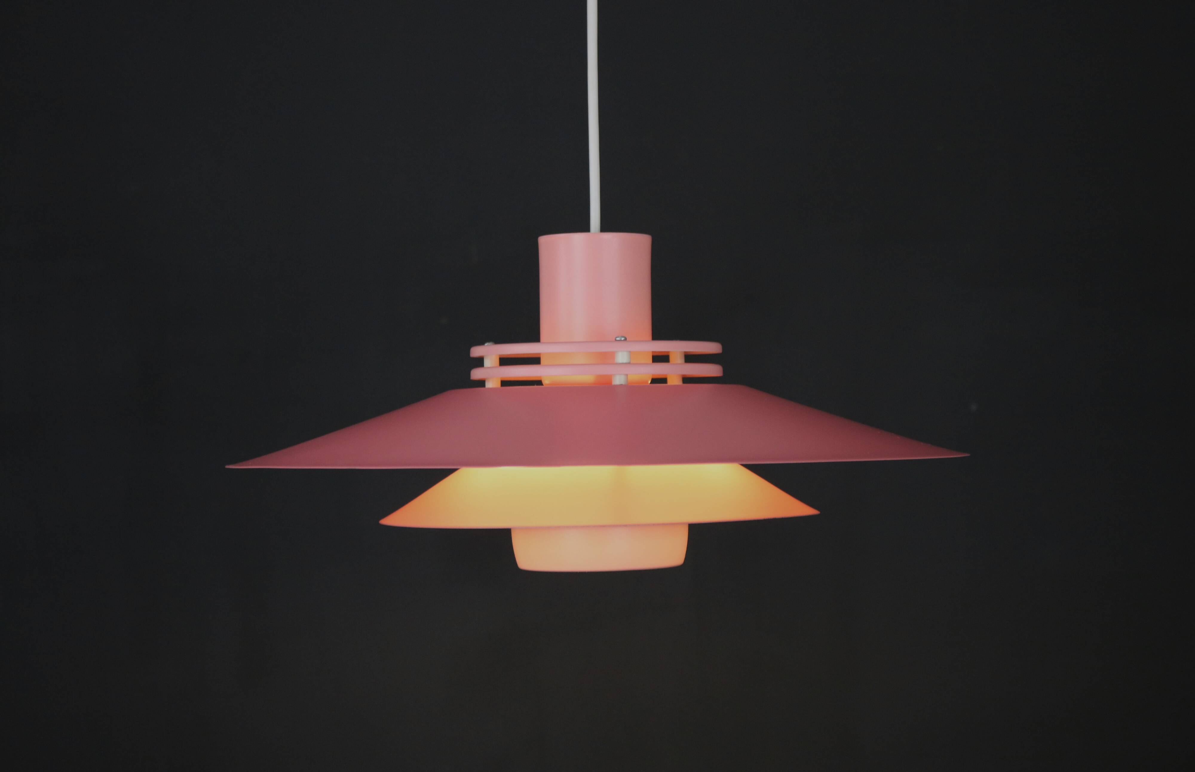 Great pink restored Danish ceiling lamp *** Danish design *** unique *** Denmark 1970's