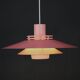 Great pink restored Danish ceiling lamp *** Danish design *** unique *** Denmark 1970's