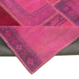 Hand-Knotted Oriental Vintage 207 cm x 304 cm Pink Patchwork Carpet