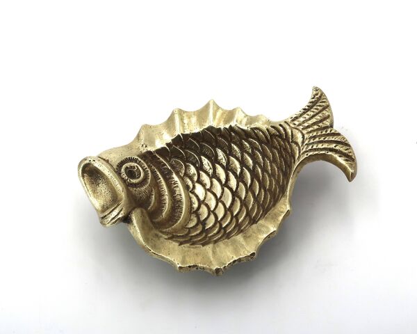 Vide poche ou cendrier en laiton forme de poisson style rascasse années 50