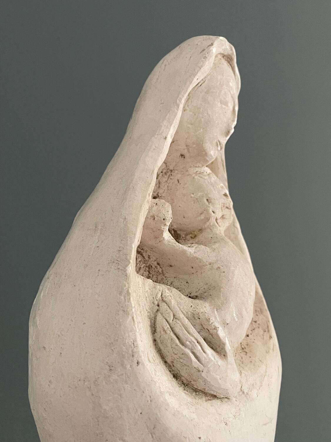 Virgin and child plaster sculpture