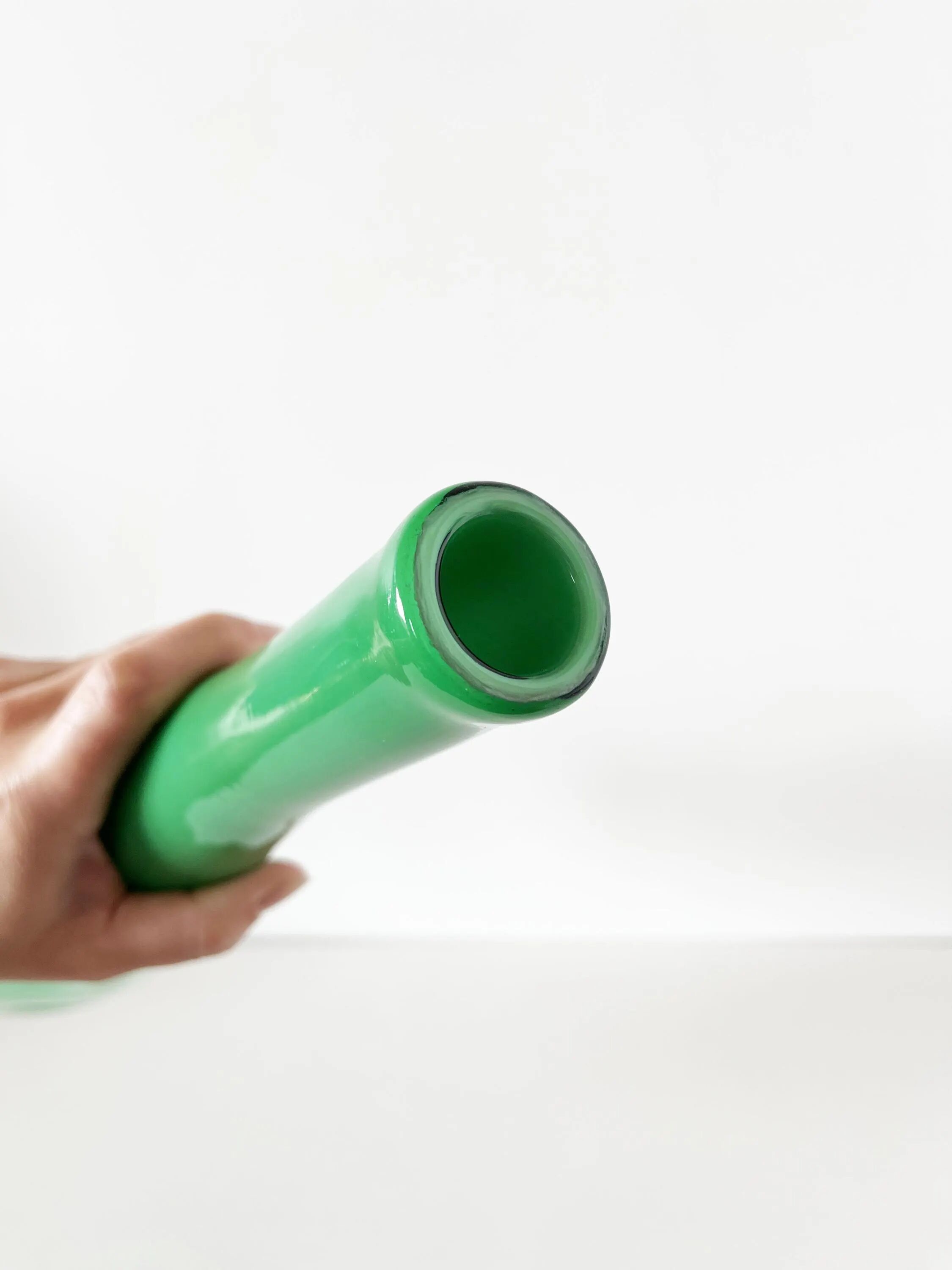 Green opaline Italian bottle 1960 EMPOLI