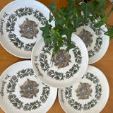 Set of 5 vintage Gien cheese plates