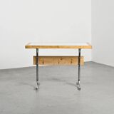 Metal and wood table, La Plagne circa 1960