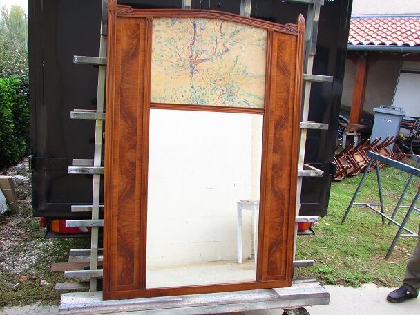 Great mirror art deco, trumeau walnut 161x110cm
