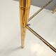 Rectangular Gold Aluminum Console Table with Two Glass Shelves, Italy