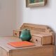 Art Deco oak desk, stripped finish, console size, 3 drawers.