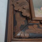 Pair of oils on cardboard with carved wooden frame. Spain 1950s.
