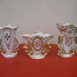 trio of old Paris porcelain vases