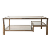 1970s Roméo Rega coffee table in glass and chrome metal.
