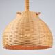 Scandinavian Wicker Rattan and Pine Pendant Lamp, 1960s