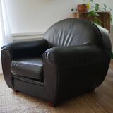 Black leather club chair