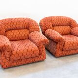 Vintage living room, club style, composed of a 3-seater sofa and 2 armchairs, 1970s