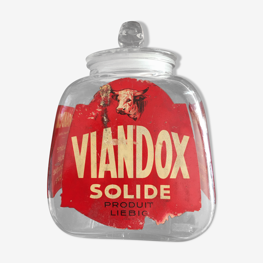 Glass jar Viandox Solid - Liebig product with its lid.